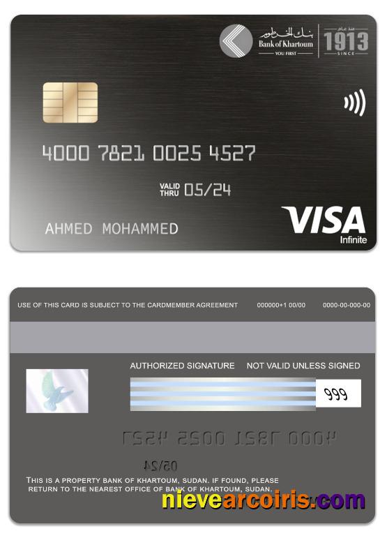 Sudan Bank of Khartoum visa infinite card